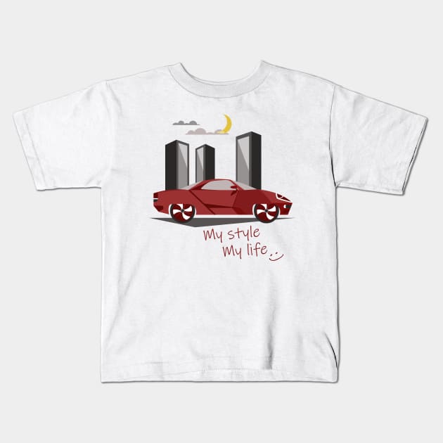 Red sports car Kids T-Shirt by Katrin Moth